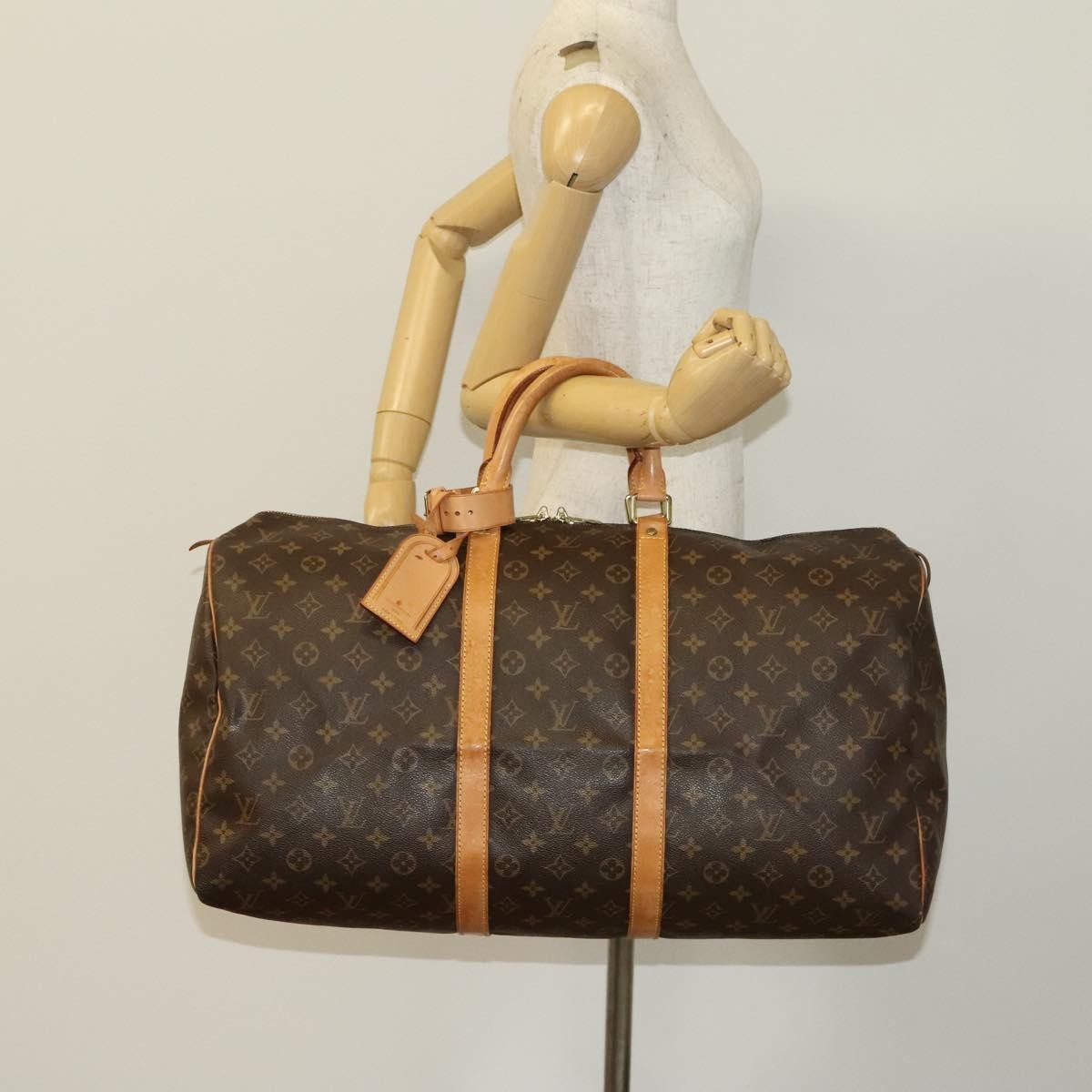 Louis Vuitton Keepall Bag Monogram Canvas, BROWN, CANVAS, Travel bag