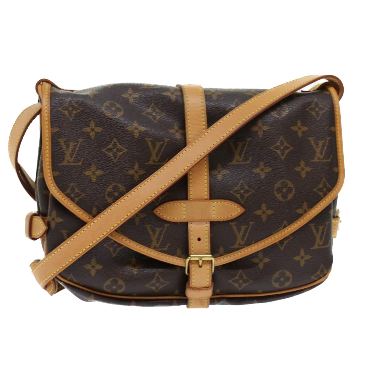 Louis Vuitton Saumur Handbag Monogram Canvas, BROWN, CANVAS, Shoulder bag