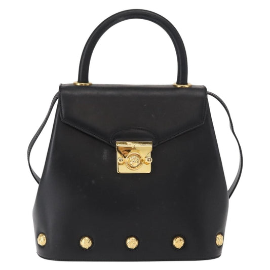 Salvatore Ferragamo Vintage Handbag Leather, BLACK, LEATHER, Handbag