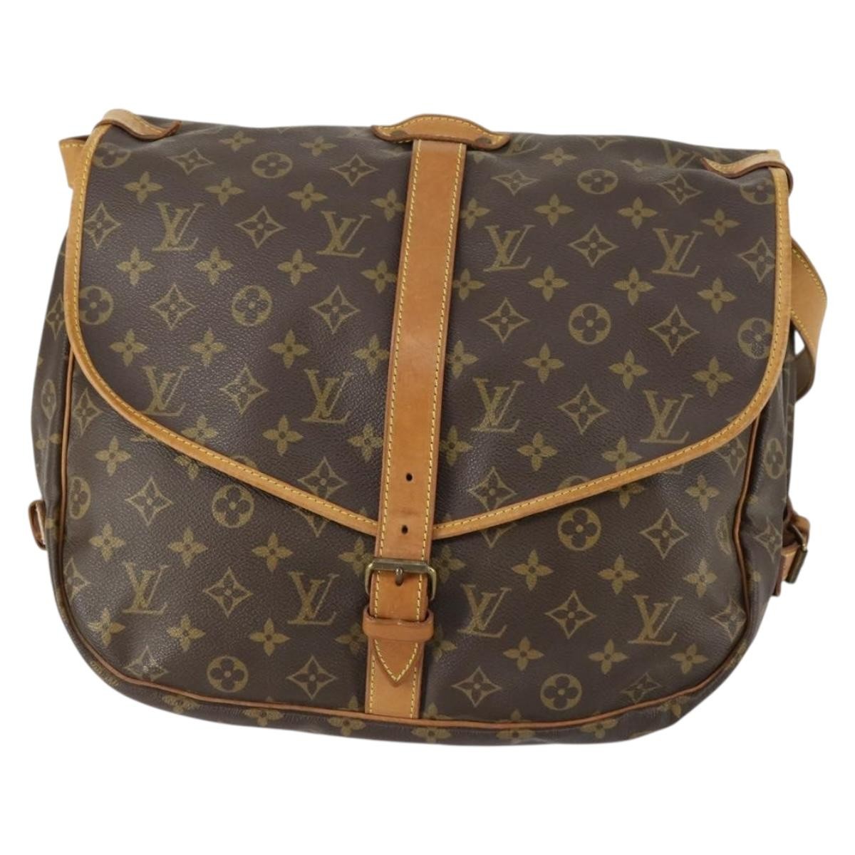 Louis Vuitton Saumur Handbag Monogram Canvas, BROWN, CANVAS, Shoulder bag