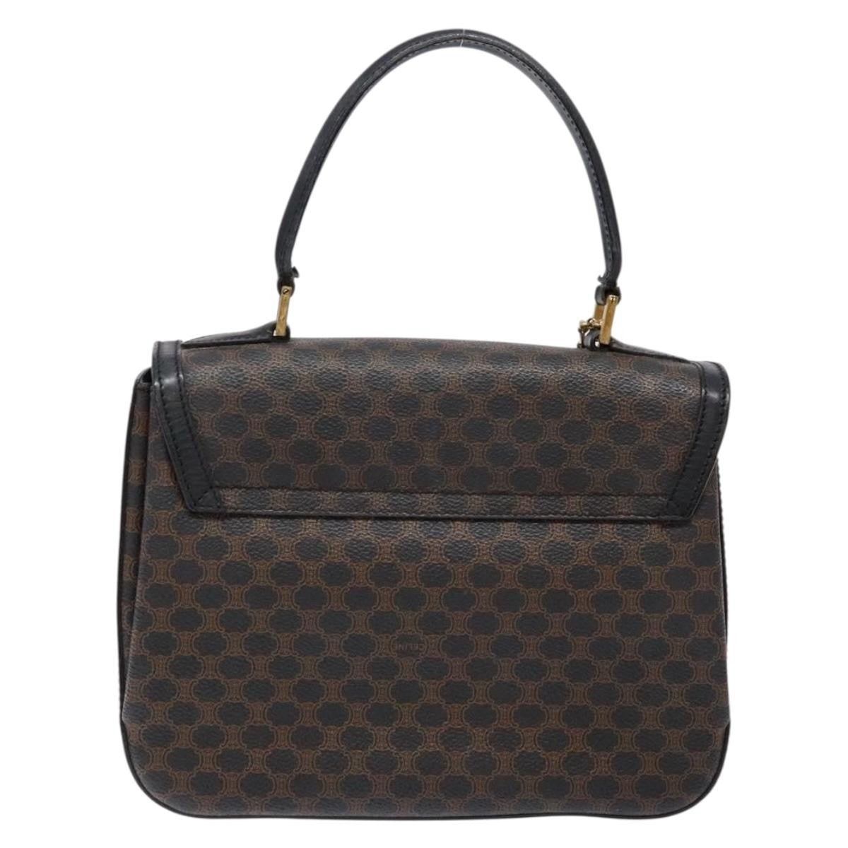 Celine Vintage Convertible Top Handle Bag Macadam Coated Canvas, BLACK, CANVAS, Handbag