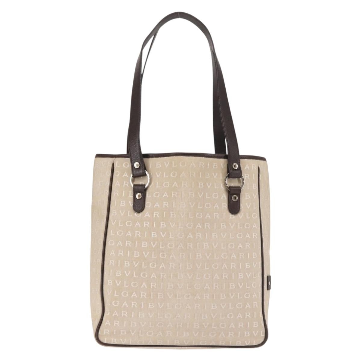 Bvlgari B.Zero1 Logomania Bag Canvas with Leather, BEIGE, CANVAS, Tote bag
