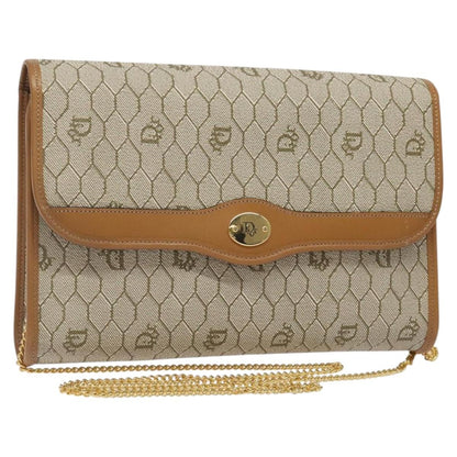 Christian Dior Vintage Honeycomb Flap Crossbody Bag Coated Canvas, BEIGE, CANVAS, Crossbody bag