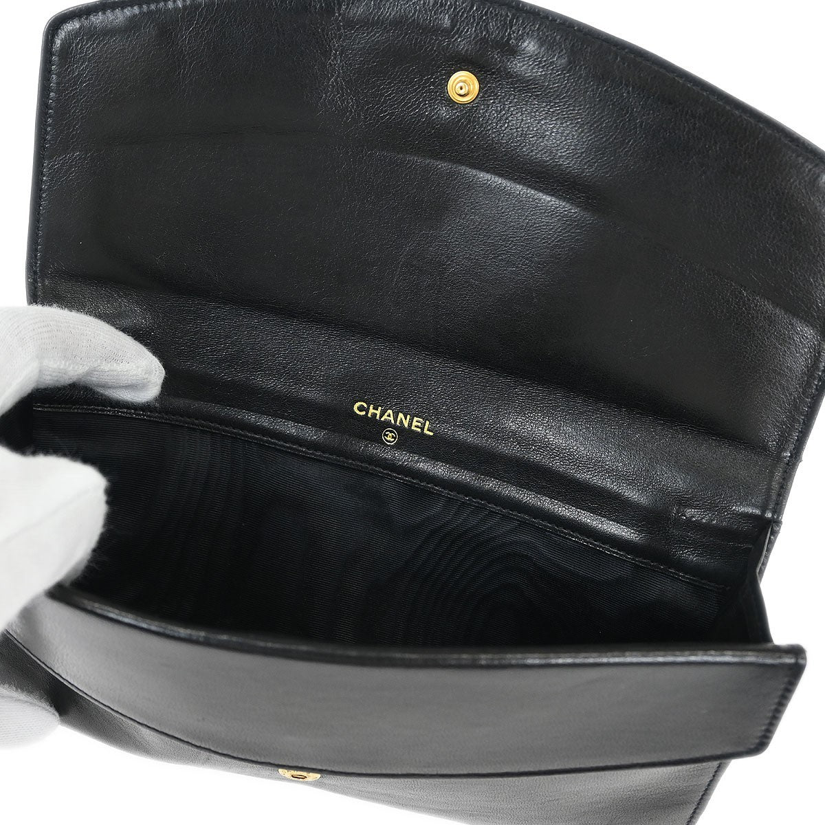 Chanel Vintage CC Flap Wallet Leather, BLACK, LEATHER, Wallets