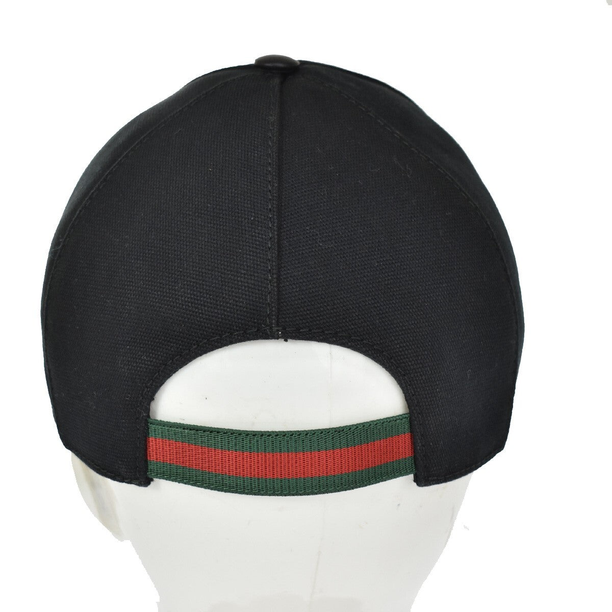 Gucci Web Baseball Cap GG Canvas, BLACK, CANVAS, Head accessory
