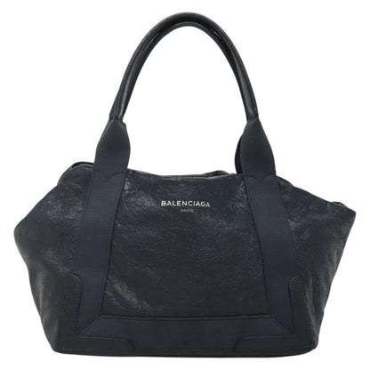 Balenciaga Navy Cabas Leather, BLACK, LEATHER, Tote bag