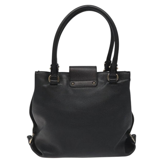 Salvatore Ferragamo Gancini handbag Leather, BLACK, LEATHER, Handbag