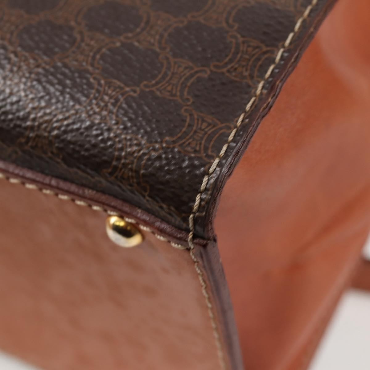 Celine Vintage Convertible Top Handle Bag Macadam Coated Canvas, BROWN, CANVAS, Handbag