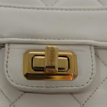 Chanel Flap Clutch Shearling, WHITE, LEATHER, Clutche & pouche