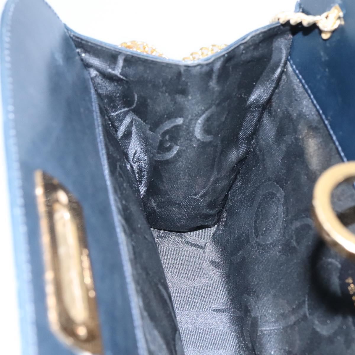 Salvatore Ferragamo Vintage Gancini Chain Shoulder Bag Leather, NAVY, LEATHER, Shoulder bag