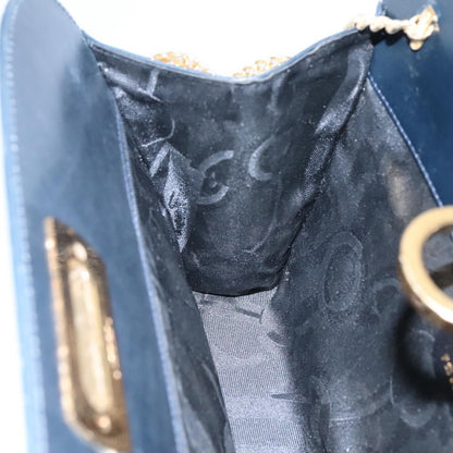 Salvatore Ferragamo Vintage Gancini Chain Shoulder Bag Leather, NAVY, LEATHER, Shoulder bag