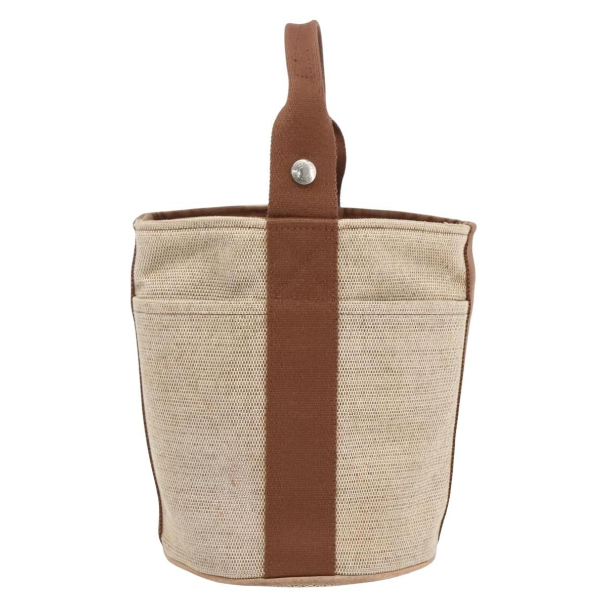 Hermes Saxo Handbag Toile, BEIGE, CANVAS, Handbag