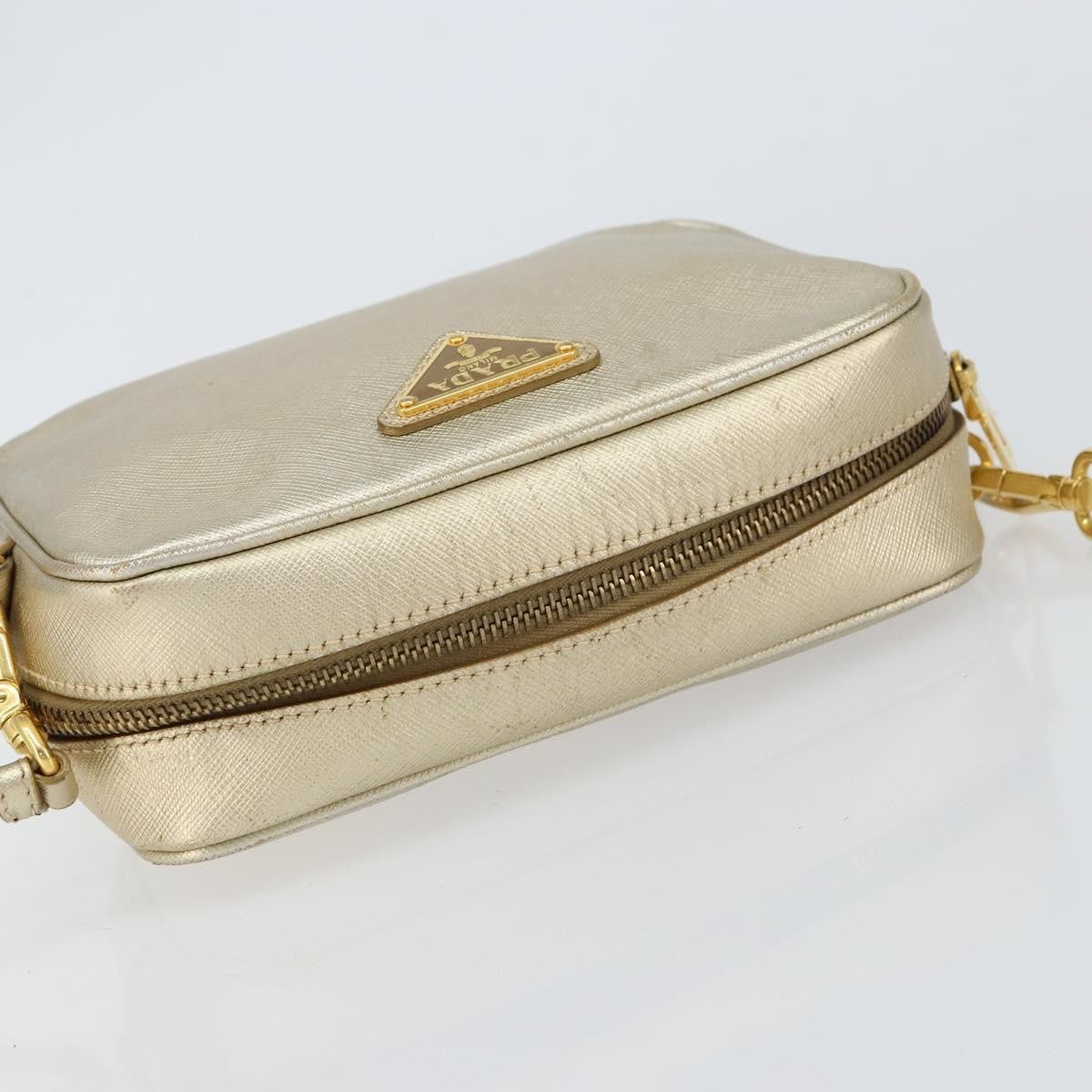 Prada Camera Shoulder Bag Saffiano Leather, GOLD, LEATHER, Shoulder bag