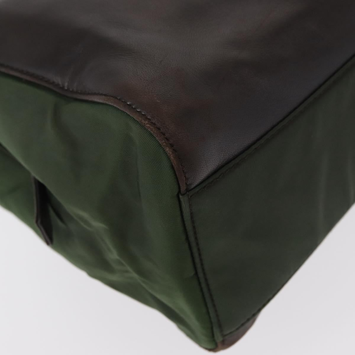 Prada Vintage Tote Tessuto with Leather, BROWN, NYLON, Tote bag