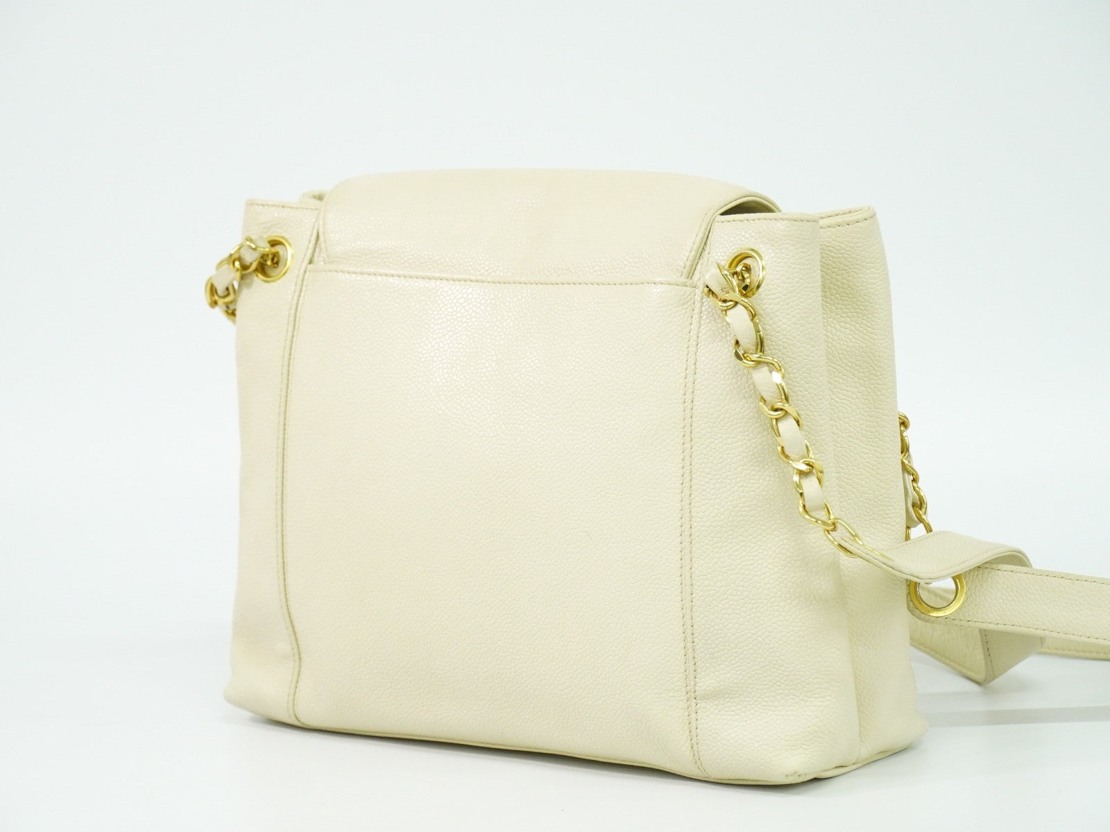 Chanel Vintage Shoulder Bag Leather, ECRU, LEATHER, Shoulder bag