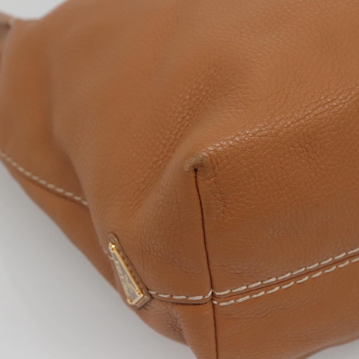 Prada Embossed Logo Convertible Open Tote Vitello Daino, BROWN, LEATHER, Tote bag