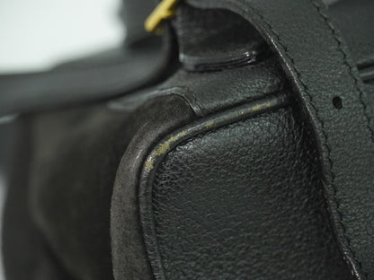 Gucci Vintage Bamboo Backpack Suede, BLACK, SUEDE, Backpack