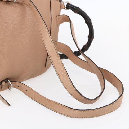 Gucci Vintage Bamboo Backpack Leather, BEIGE, LEATHER, Backpack