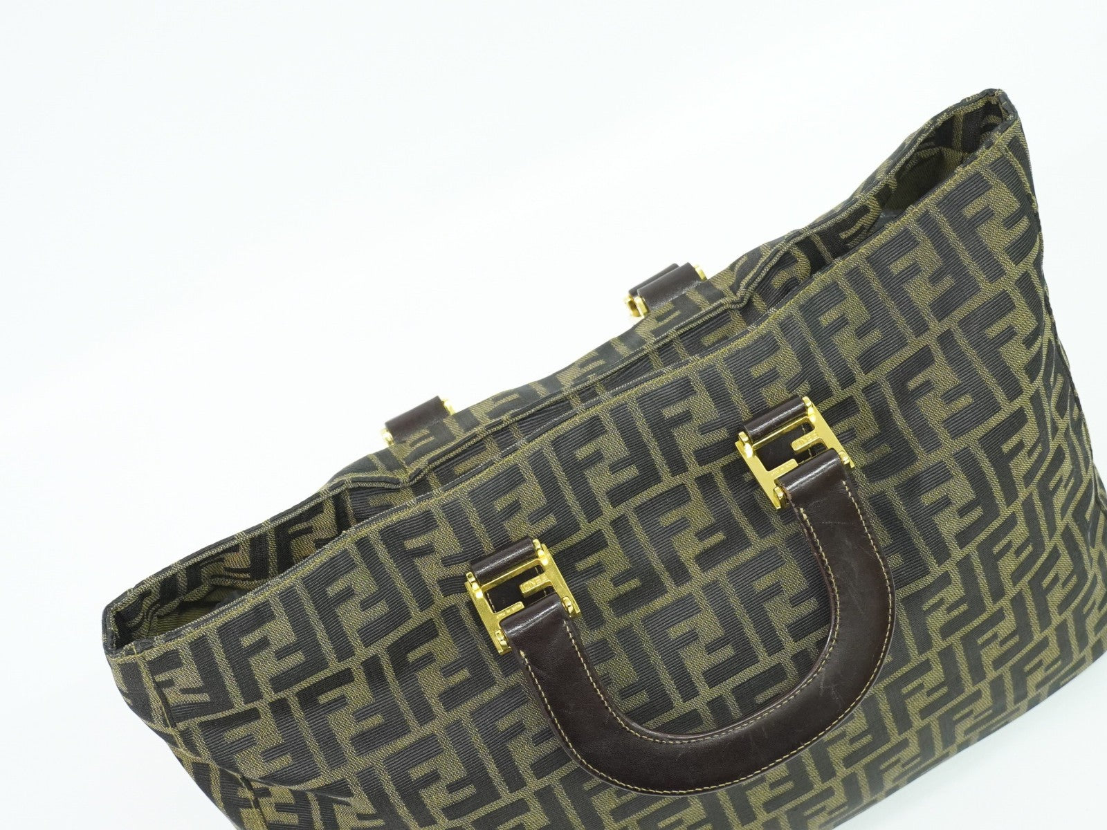 Fendi Vintage Zucca Handbag Zucca, BROWN, CANVAS, Handbag