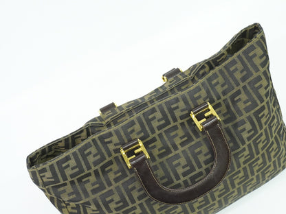 Fendi Vintage Zucca Handbag Zucca, BROWN, CANVAS, Handbag