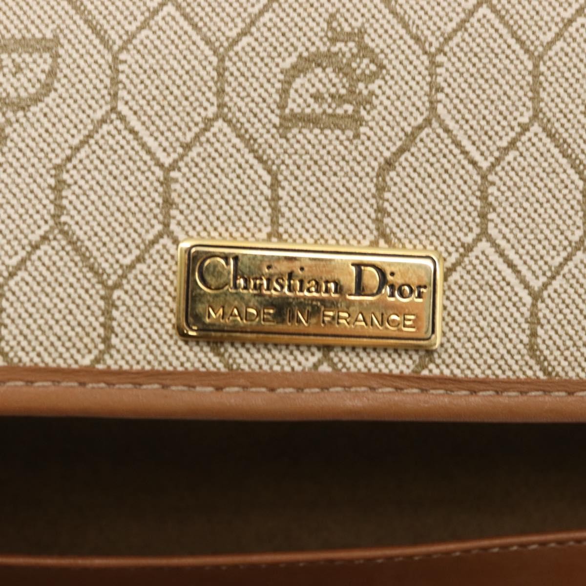 Christian Dior Vintage Honeycomb chain Canvas, BEIGE, CANVAS, Shoulder bag