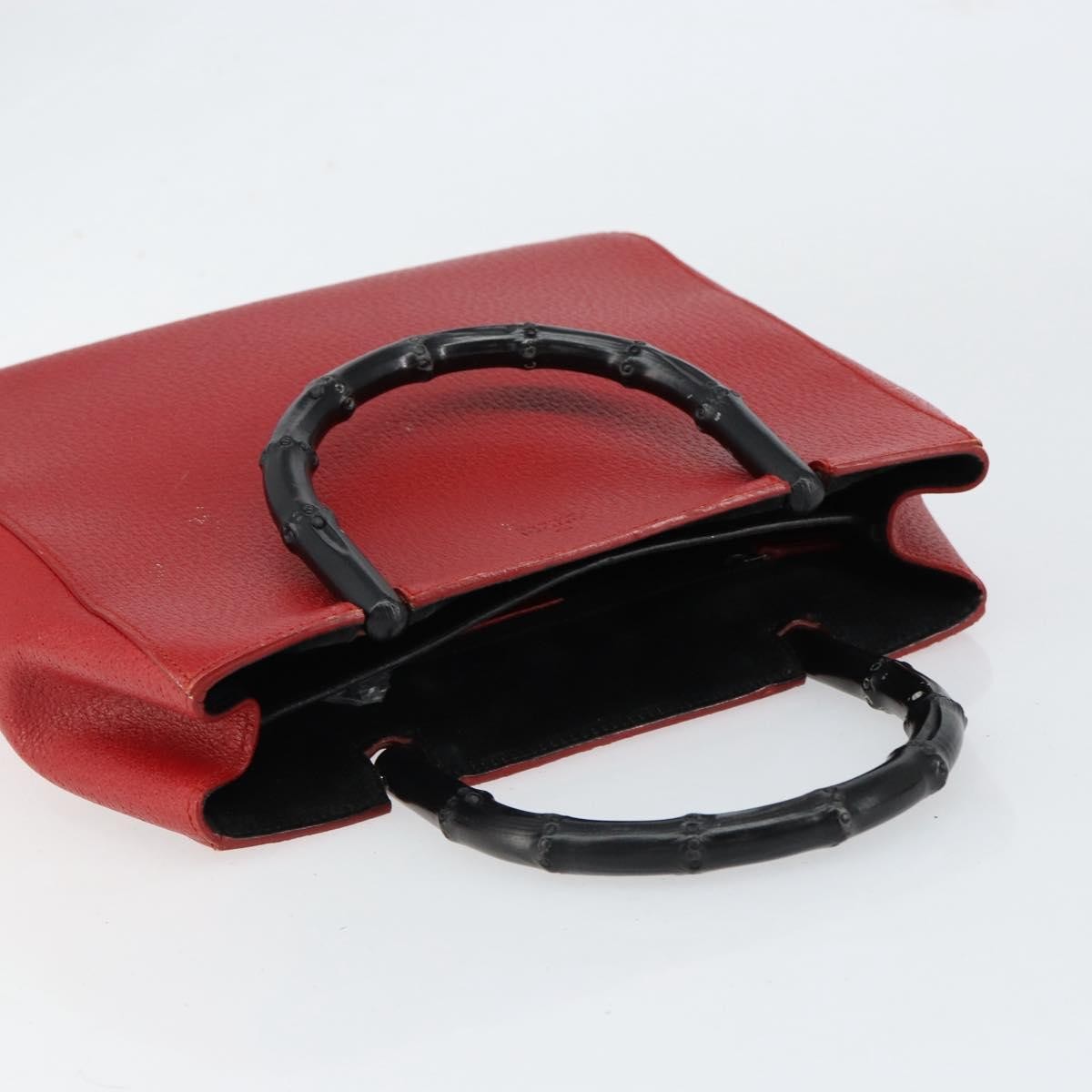 Gucci Vintage Bamboo Handle Bag Leather, RED, LEATHER, Handbag