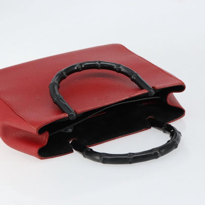 Gucci Vintage Bamboo Handle Bag Leather, RED, LEATHER, Handbag