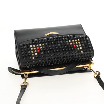 Fendi Demi Jour Monster Satchel Studded Leather, BLACK, LEATHER, Handbag