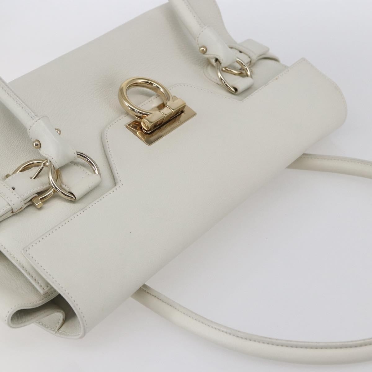 Salvatore Ferragamo Gina Satchel Leather, WHITE, LEATHER, Handbag