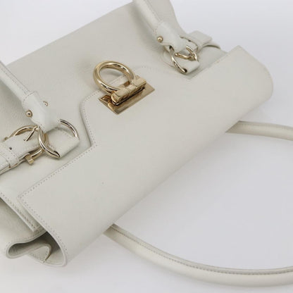 Salvatore Ferragamo Gina Satchel Leather, WHITE, LEATHER, Handbag