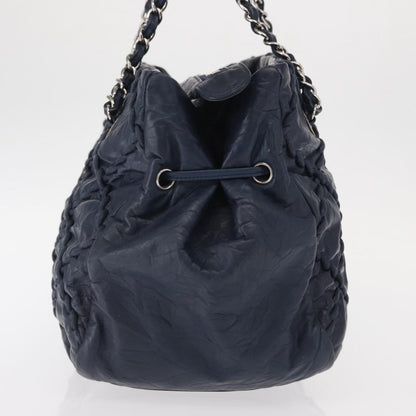 Chanel Ultra Stitch Chain Tote Quilted Calfskin, NAVY, LEATHER, Tote bag
