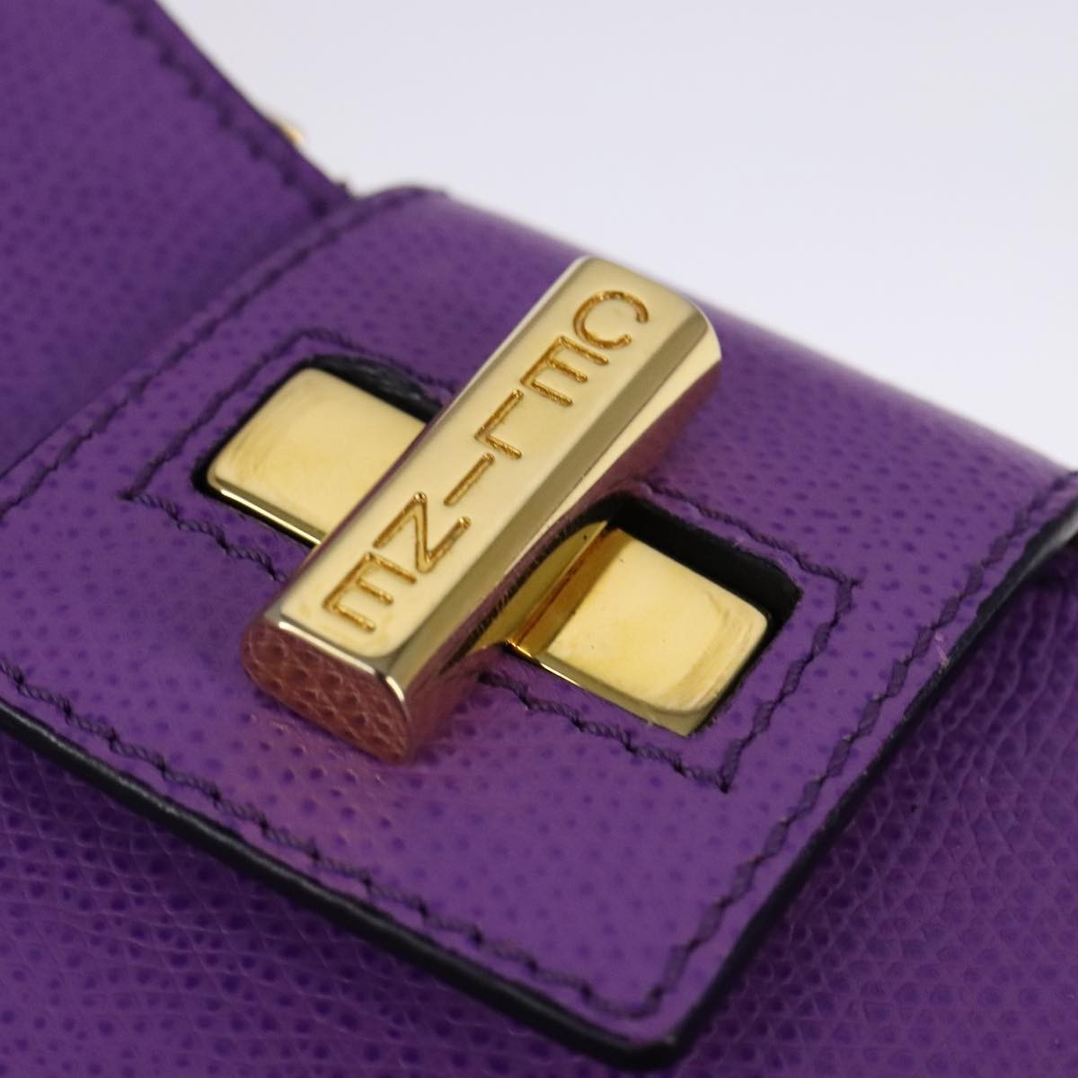 Celine Vintage turn lock shoulder bag Leather, PURPLE, LEATHER, Shoulder bag