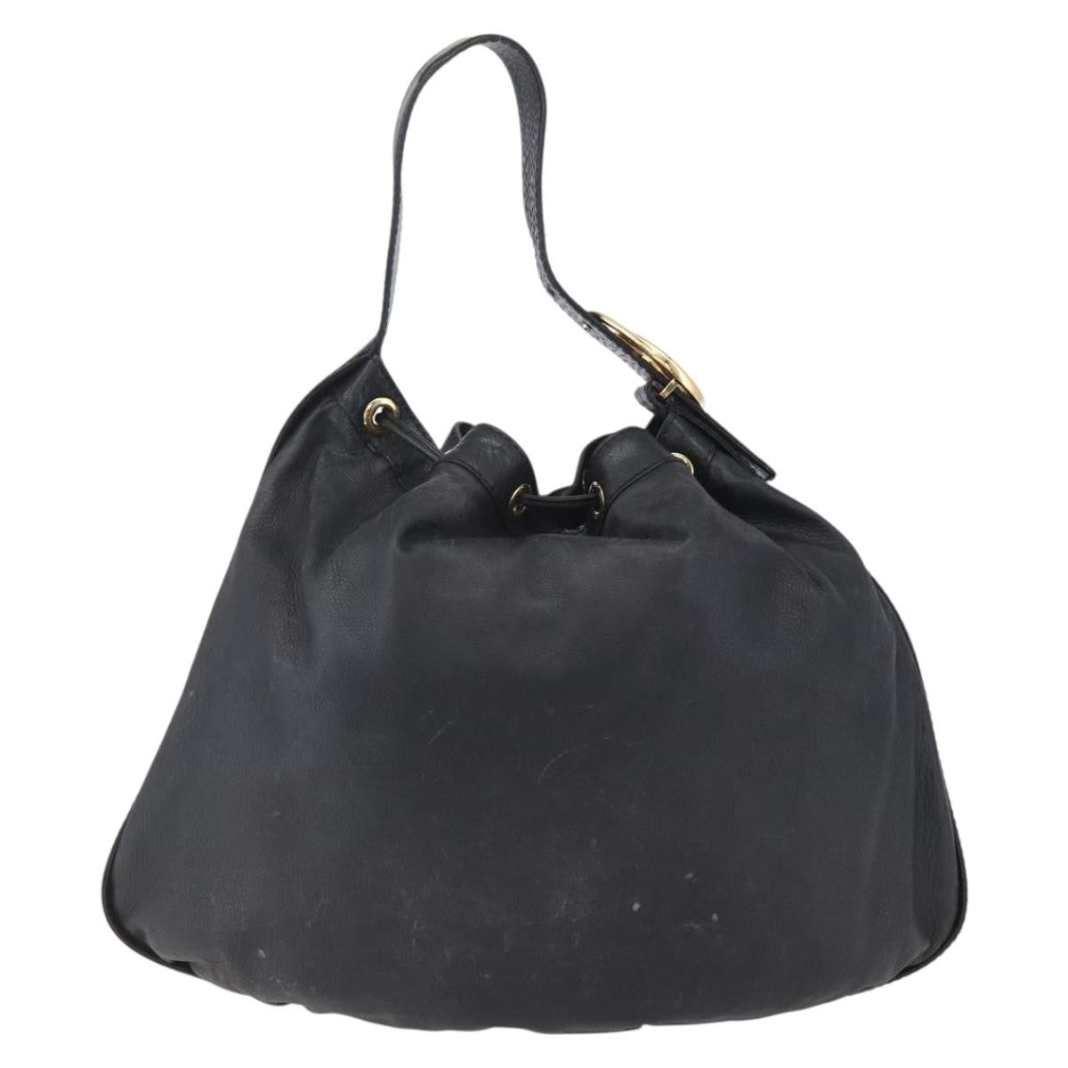 Gucci Interlocking Icon Drawstring Hobo Leather, BLACK, LEATHER, Shoulder bag