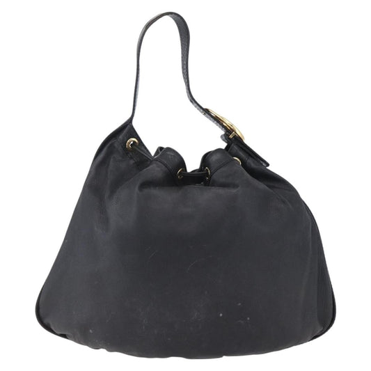 Gucci Interlocking Icon Drawstring Hobo Leather, BLACK, LEATHER, Shoulder bag