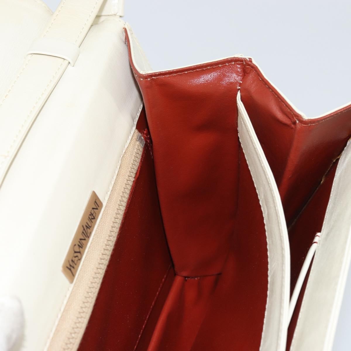 Saint Laurent Vintage Shoulder Bag Leather, WHITE, LEATHER, Shoulder bag