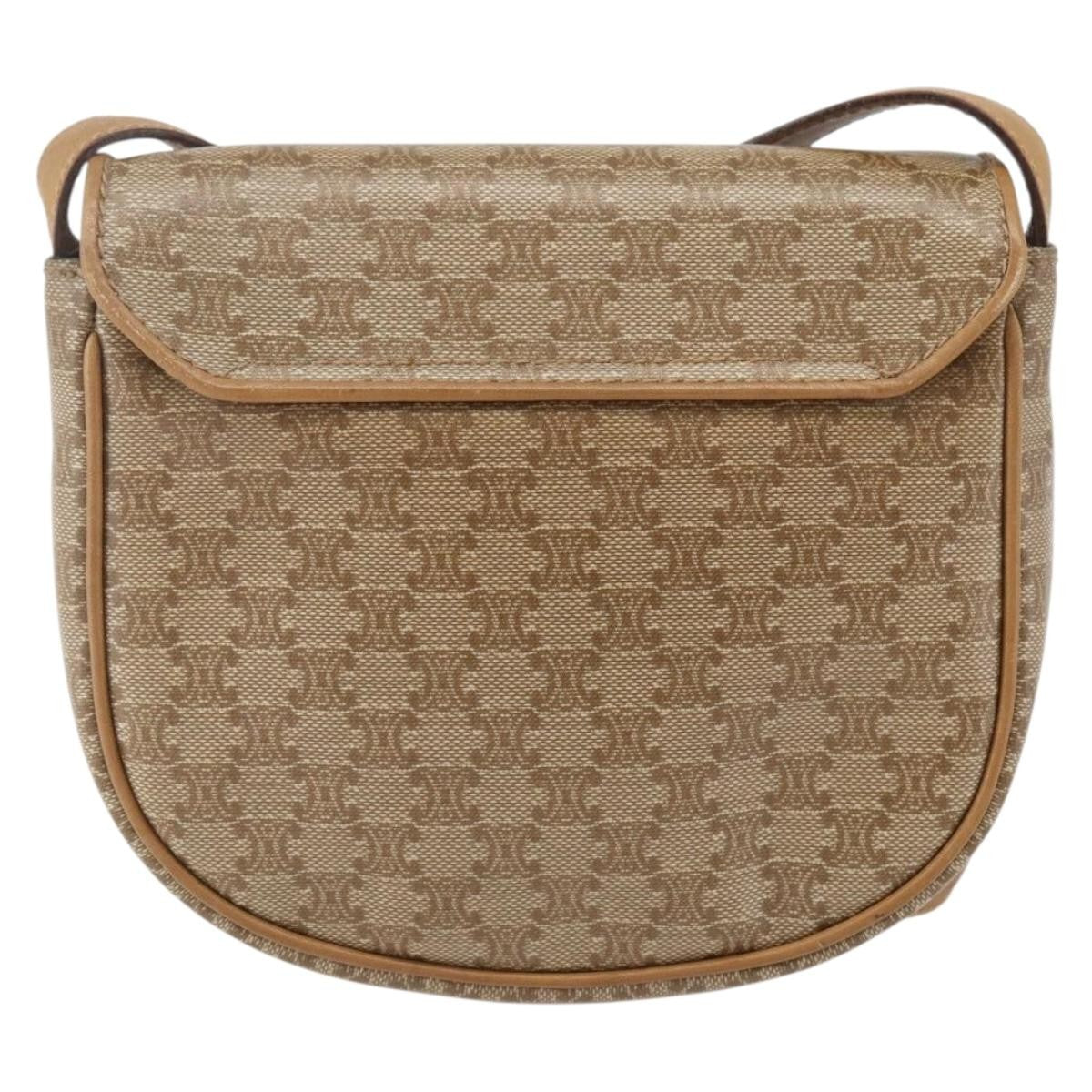 Celine Vintage Macadam Shoulder Bag Canvas, BEIGE, PVC, Shoulder bag