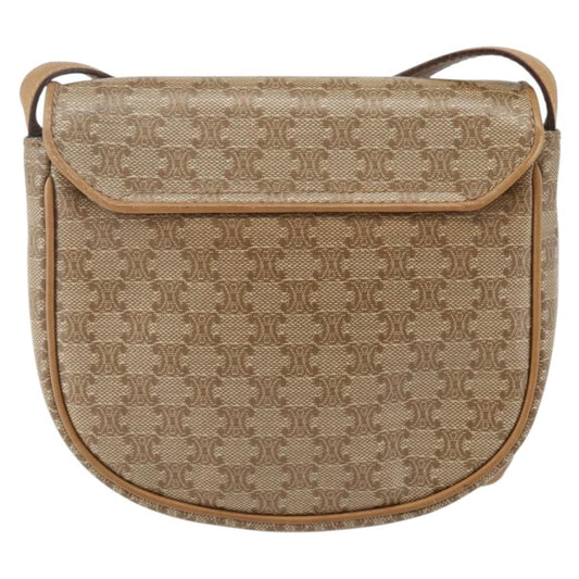 Celine Vintage Macadam Shoulder Bag Canvas, BEIGE, PVC, Shoulder bag