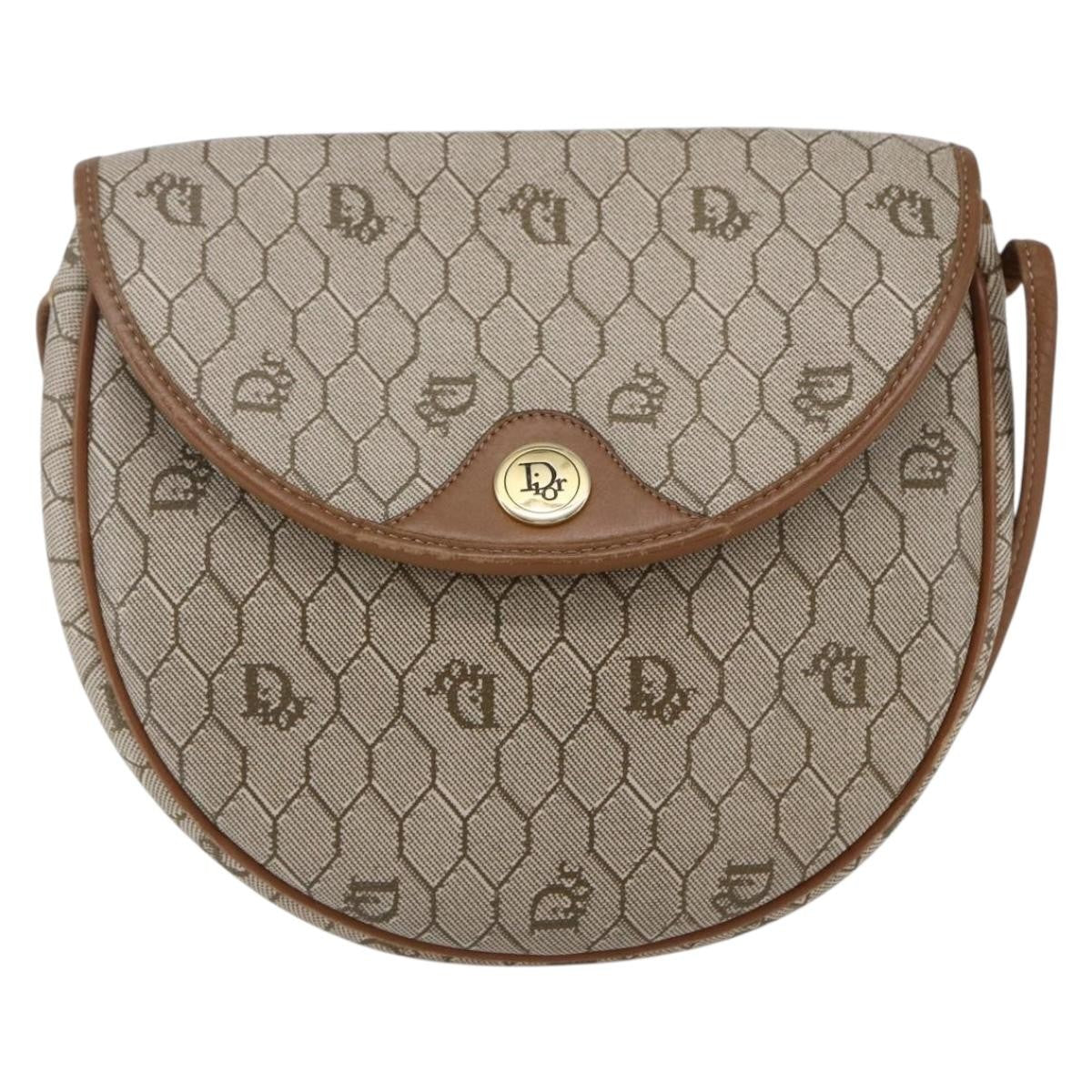Christian Dior Vintage Honeycomb Flap Crossbody Bag Coated Canvas, BEIGE, CANVAS, Shoulder bag