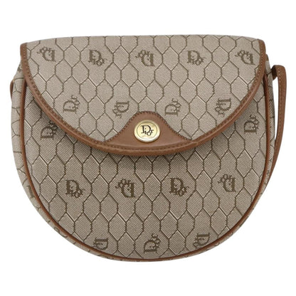 Christian Dior Vintage Honeycomb Flap Crossbody Bag Coated Canvas, BEIGE, CANVAS, Shoulder bag
