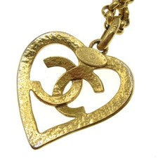 Chanel CC Heart Pendant Necklace Metal, GOLD, GOLD_PLATED, Necklace