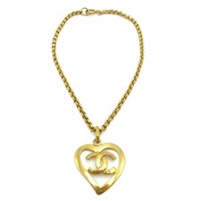 Chanel CC Heart Pendant Necklace Metal, GOLD, GOLD_PLATED, Necklace