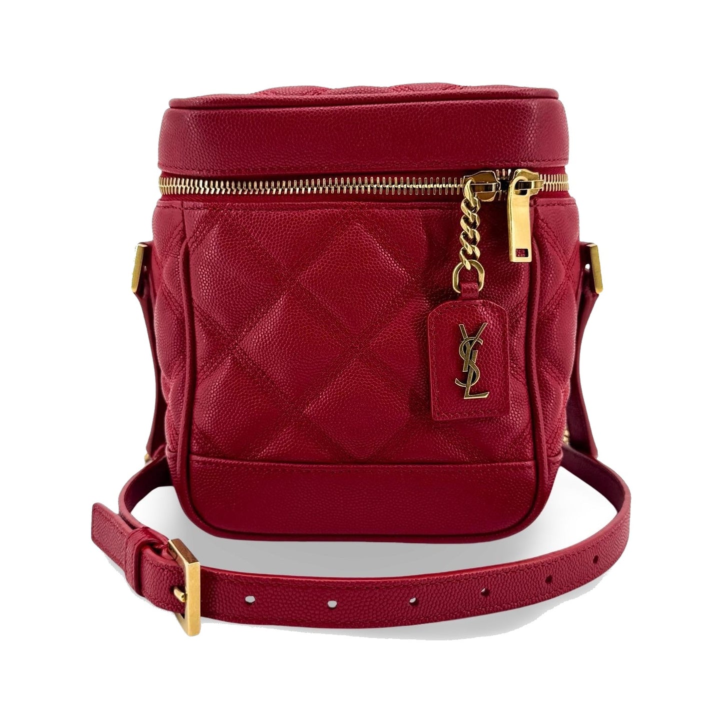 Saint Laurent 80's Vanity Quilted Leather, Red, Leather, Handbag