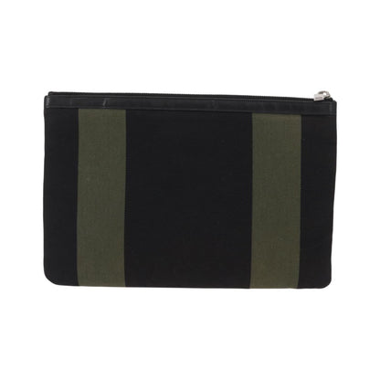 Saint Laurent Beach Zip Canvas, Khaki, Canvas, Clutch