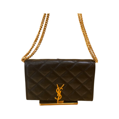 Saint Laurent Becky Chain Quilted Leather, Black, Leather, Handbag