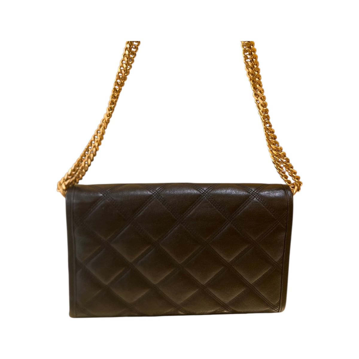 Saint Laurent Becky Chain Quilted Leather, Black, Leather, Handbag