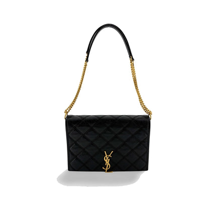 Saint Laurent Becky Quilted Leather, Black, Leather, Shoulder Bag