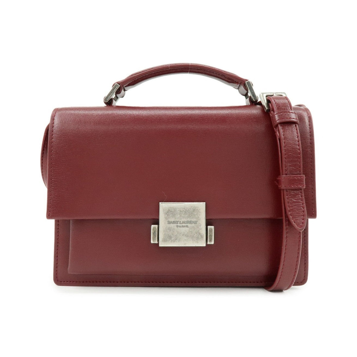 Saint Laurent Bellechasse Satchel Leather, Red, Leather, Handbag