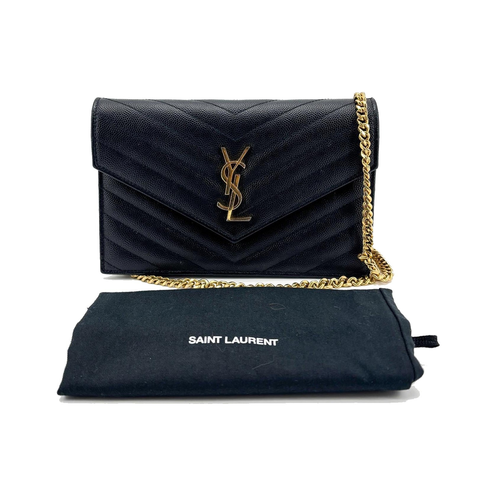 Saint Laurent Bicolor Monogram Leather and Patent, Black, Leather, Wallet