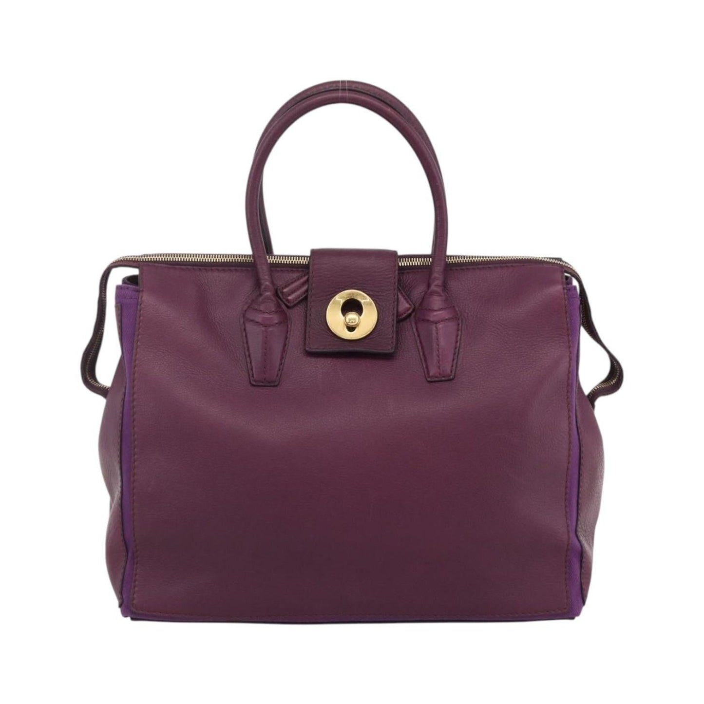 Saint Laurent Bicolor Muse Two Cabas Leather, Purple, Leather, Tote Bag