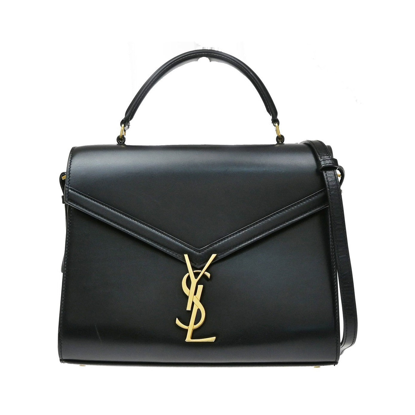 Saint Laurent Cassandra Leather, Black, Leather, Shoulder Bag